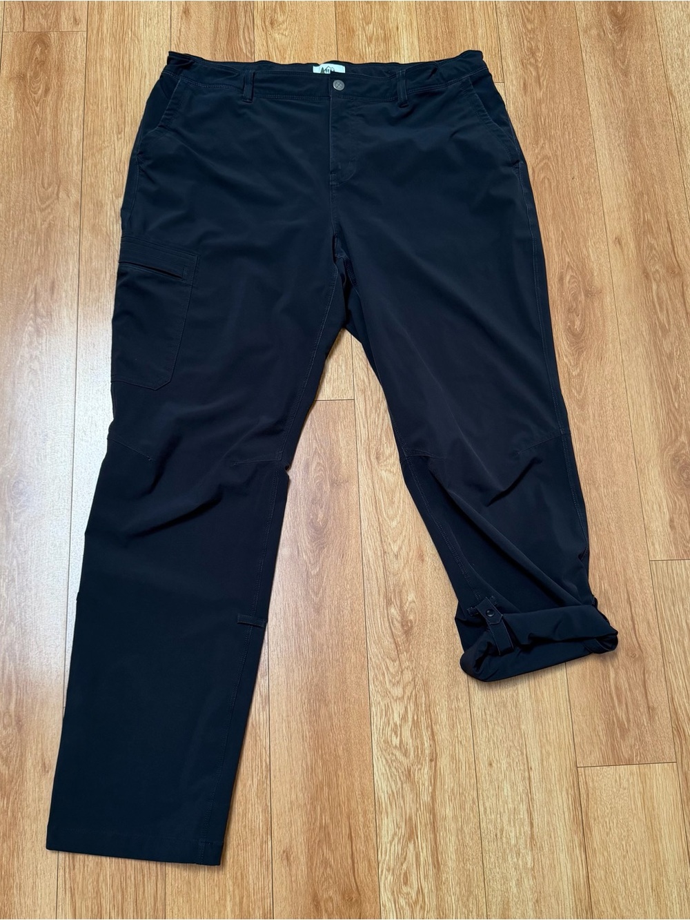 REI CO-OP Kornati Roll-Up Pants Size 16 Black Stretch Hiking Camping Gorpcore